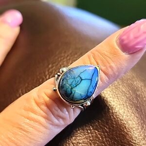 Sterling silver and Monarch Opal ring